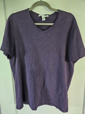 Kenneth Cole Purple V Neck Tee Short Sleeve Cotton